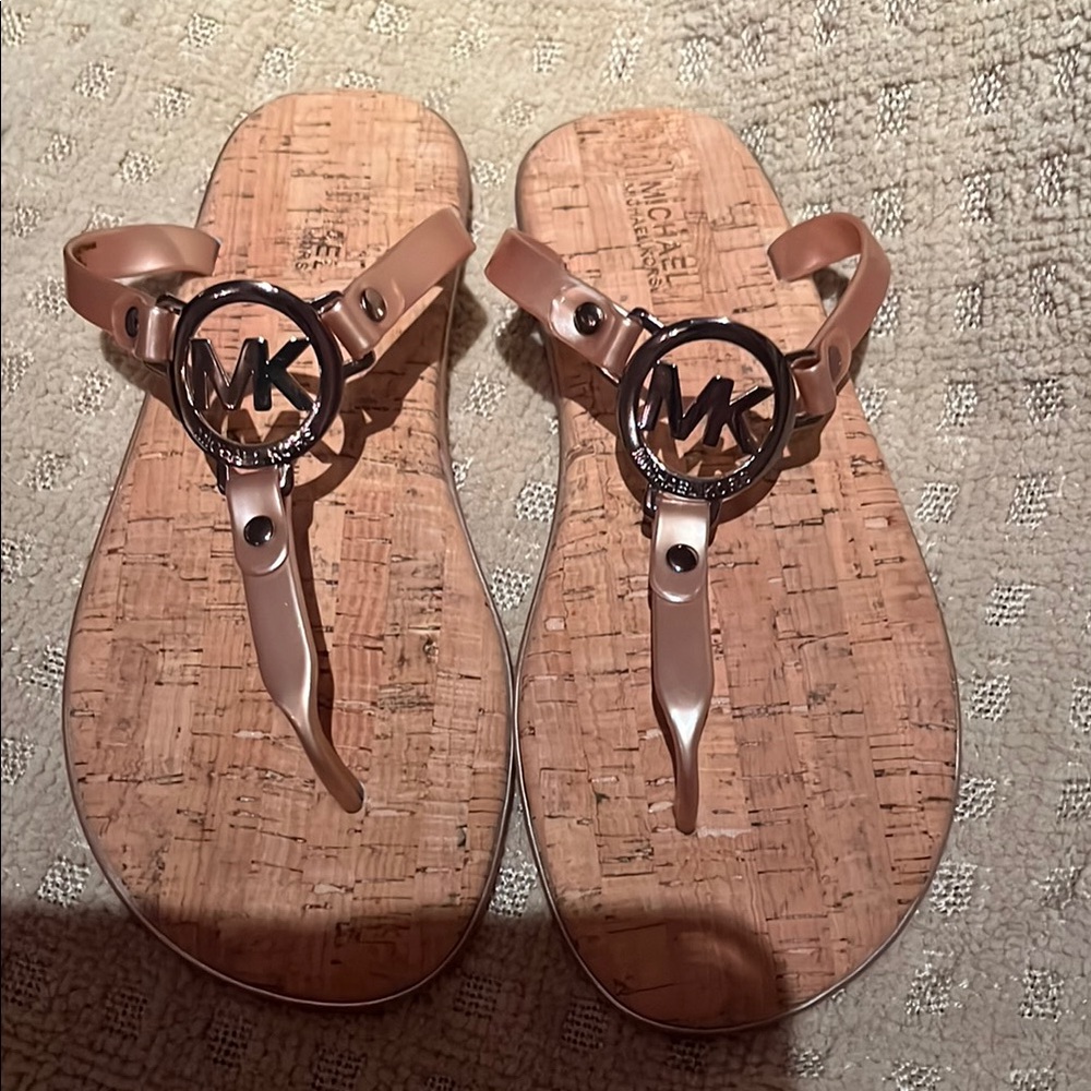 Michael Kors Rose Gold Sandals with MK Emblem